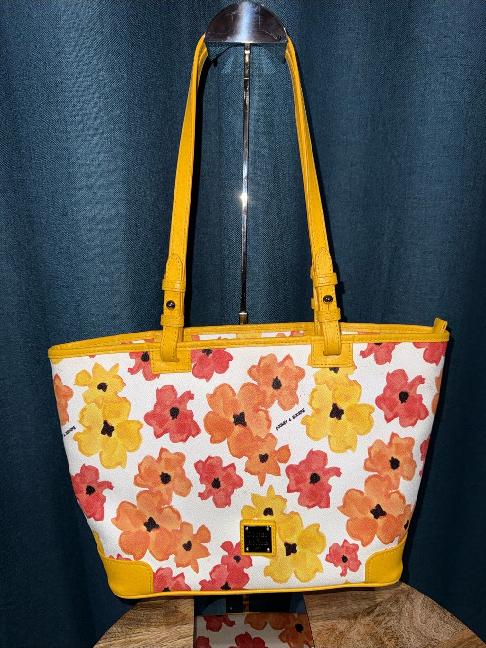 Dooney & Bourke Bloom Yellow Trim Floral Tote